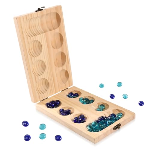 ASOFTY Brettspiel für Kinder und Erwachsene, Steinchenspiel, Brettspiel mit klappbarem Holzbrett und Bunte Steine, Strategiespiel für 2 Spieler ASOFTY Brettspiel für Kinder und Erwachsene, Steinchenspiel, Brettspiel mit klappbarem Holzbrett und Bunte Steine, Strategiespiel für 2 Spieler von ASOFTY