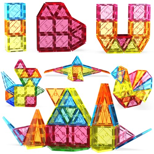 ASOK 60PCS Magnetische Bausteine Bauset für Vorschullernen im Klassenzimmer, STEM-Sensorikspielzeug, Geschenk für Jungen und Mädchen ab 3 Jahren von ASOK