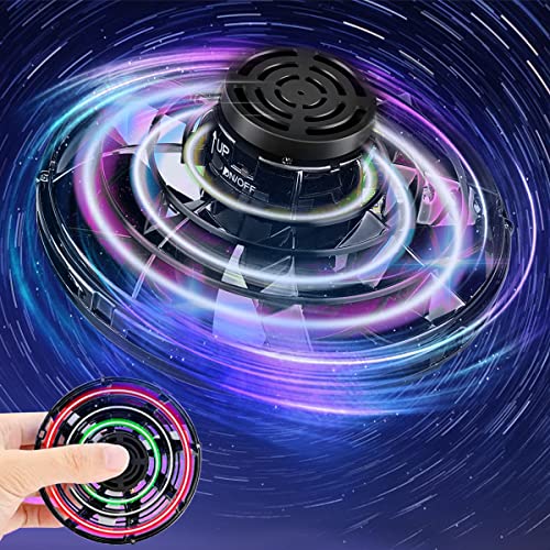 Flying Spinner Toys, Hand Controlled Mini Drone, RGB Light Fidget Boomerang Spinner, 360 Rotating Fly UFO Spin Drone, Flying Space Toys Gift For Kids Adults Outdoor Indoor (Black) von ASORT