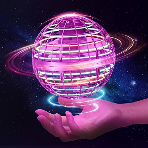 Hover Fliegender Ball,Magic Spinner Ball RGB Licht Flying Ball, Hover Ball Mini Drohne Für Kinder Fliegendes Spielzeug, Flying Orb Schwebender Ball Geschenke Für Jungen Mädchen Indoor Outdoor (Rosa) von ASORT