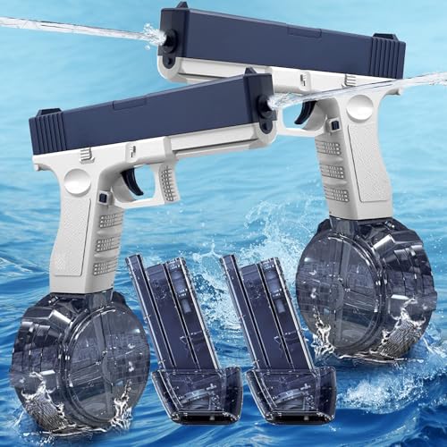 Wasserpistole Elektrisch 2PCS, Vollautomatische Splasher Elektrische Wasserpistole für Kinder und Erwachsene, Aqua Powered Water Gun Blaster Wasserpistolen 58CC + 434CC Kapazität Sommer Spielzeug von ASORT