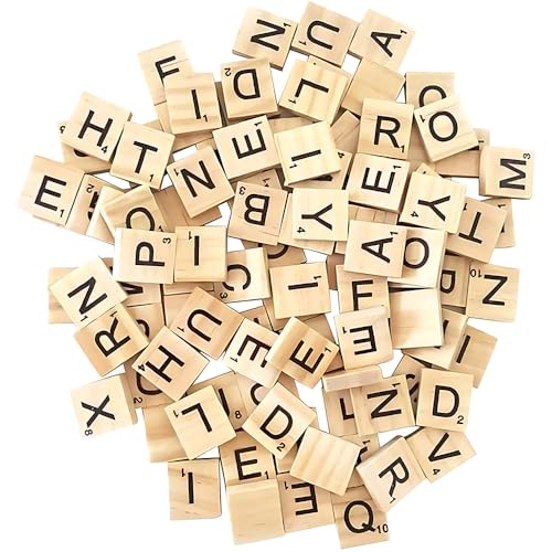 ASPIRE UK ® 200 Holz-Kratzsteine, schwarze Buchstaben, Brettspiele, DIY-Projekte, Kunst, Wanddekoration und Scrapbooking, ideal für Kinder, Erwachsene und Bastelarbeiten von ASPIRE UK