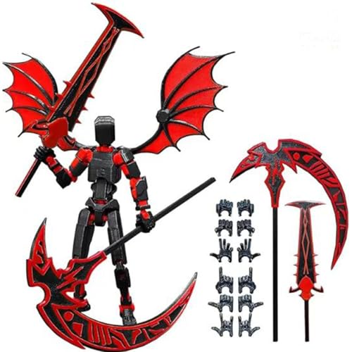 ASQzhuLIWing T13 Gelenk-Actionfigur, 3D-Druck, Aktivitätsmodell, Schreibtisch-Dekoration, Spielzeug für Spieleliebhaber, Dämonen-Stil (rot und schwarz) von ASQzhuLIWing