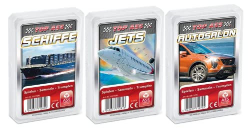Ass Altenburger 3-er Set Quartettspiele: Verkehr Mit Top Schiffe, Jets und Autosalon von ASS Altenburger Spielkarten