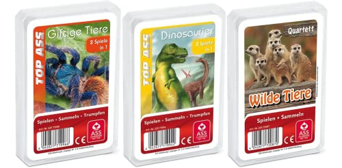 Ass Altenburger 3-er Set Quartettspiele/ Quartett Wildnis bestehend aus 1. Top Ass Dinosaurier - 2. Wilde Tiere - 3. Giftige Tiere von ASS Altenburger Spielkarten