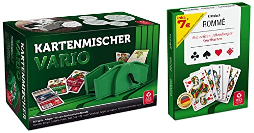 ASS Altenburger 22574033 - Kartenmischer Vario mit Handkurbel, für unterschiedliche Kartenformate geeignet, Grün, 24,30 cm 15,70 cm 10,60 cm & Altenburger - Kartenspiel Rommé in Stülpdeckelschachtel ASS Altenburger 22574033 - Kartenmischer Vario mit Handkurbel, für unterschiedliche Kartenformate geeignet, Grün, 24,30 cm 15,70 cm 10,60 cm & Altenburger - Kartenspiel Rommé in Stülpdeckelschachtel von ASS