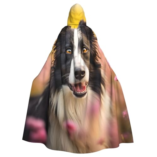 ASSORT Border Collie Florals Uni-Erwachsenen-Umhang mit Kapuze, Hexenmantel für Halloween, Cosplay und Vampir-Party ASSORT Border Collie Florals Uni-Erwachsenen-Umhang mit Kapuze, Hexenmantel für Halloween, Cosplay und Vampir-Party von ASSORT