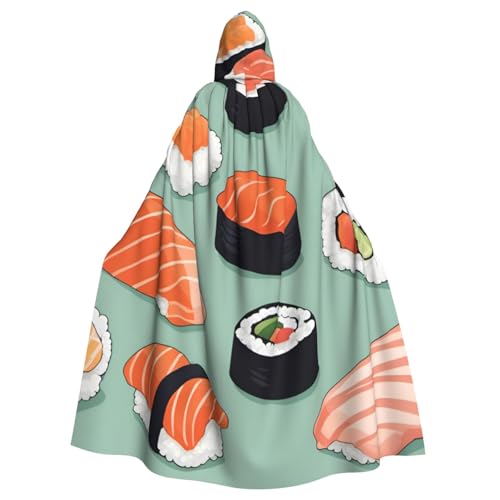 ASSORT Delicious Sushi Uni Erwachsene Umhang Kapuzenumhang Hexenmantel für Halloween, Cosplay und Vampirparty von ASSORT
