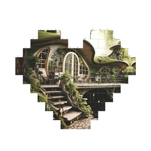 ASSORT Elfen-Haus-Druck, Baustein-Puzzle, herzförmig, personalisierbar, Valentinstagsgeschenke ASSORT Elfen-Haus-Druck, Baustein-Puzzle, herzförmig, personalisierbar, Valentinstagsgeschenke von ASSORT