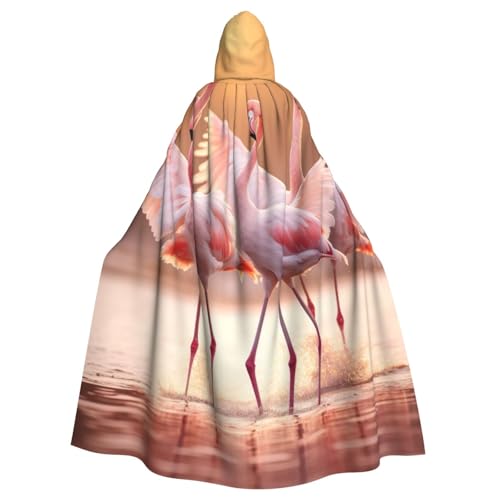 ASSORT Flamingos Uni Erwachsene Umhang Kapuzenumhang Hexenmantel für Halloween, Cosplay und Vampirparty von ASSORT