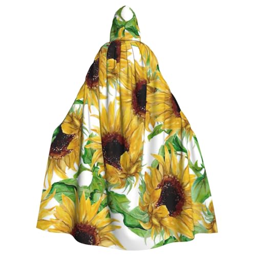 ASSORT Gelber Sonnenblumen-Umhang mit Kapuze, Hexenmantel für Halloween, Cosplay und Vampir-Partys, Uni von ASSORT