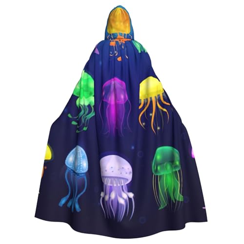 ASSORT Jellyfish Ocean Uni Erwachsene Umhang Kapuzenumhang Hexenmantel für Halloween, Cosplay und Vampirparty von ASSORT