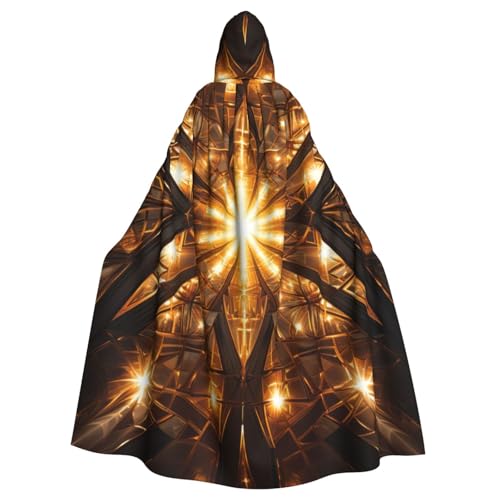 ASSORT Kapuzenumhang mit glitzerndem Muster, Uni, für Erwachsene, Hexenmantel für Halloween, Cosplay und Vampirparty von ASSORT