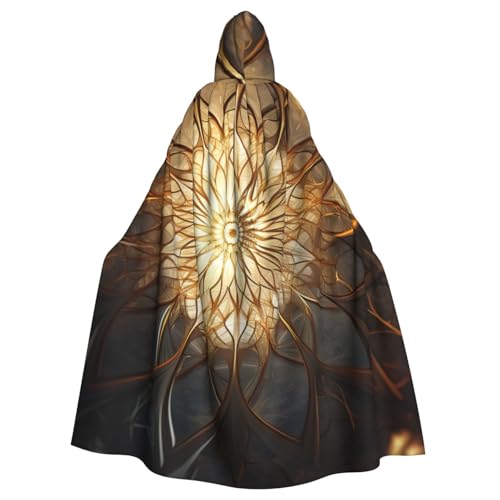 ASSORT Kapuzenumhang mit glitzerndem Muster, Uni, für Erwachsene, Hexenmantel für Halloween, Cosplay und Vampirparty von ASSORT