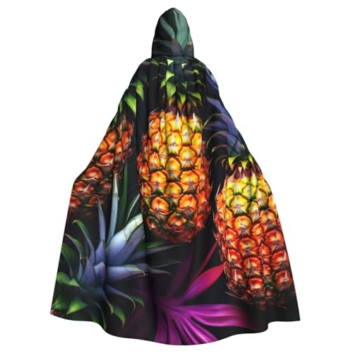 ASSORT Kapuzenumhang mit tropischem Ananas-Motiv, Uni, für Erwachsene, Hexenmantel für Halloween, Cosplay und Vampirparty von ASSORT