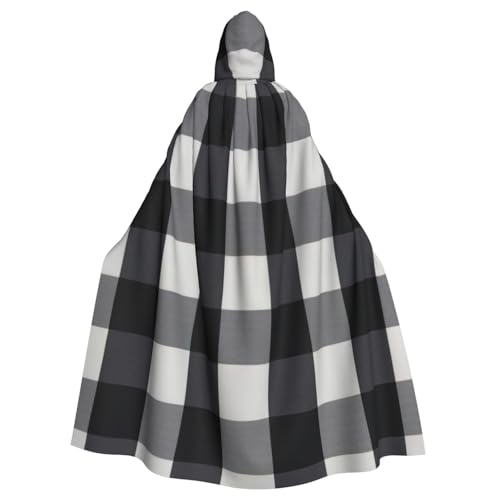 ASSORT Schwarz und Weiß karierter Uni-Umhang mit Kapuze, Hexenmantel für Halloween, Cosplay und Vampirparty von ASSORT