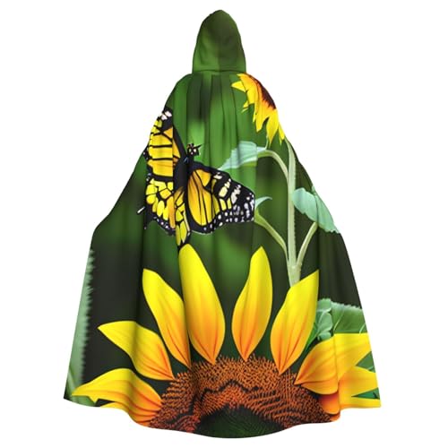 ASSORT Sonnenblume Schmetterling Uni Erwachsene Umhang Kapuzenumhang Hexe Robe für Halloween, Cosplay und Vampirparty von ASSORT
