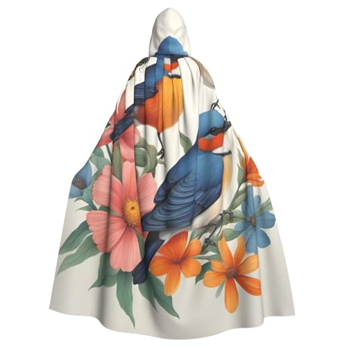 ASSORT Umhang mit Kapuze, Motiv: Vögel, Blumen, Schmetterling, Uni, für Erwachsene, Hexenmantel für Halloween, Cosplay und Vampirparty ASSORT Umhang mit Kapuze, Motiv: Vögel, Blumen, Schmetterling, Uni, für Erwachsene, Hexenmantel für Halloween, Cosplay und Vampirparty von ASSORT