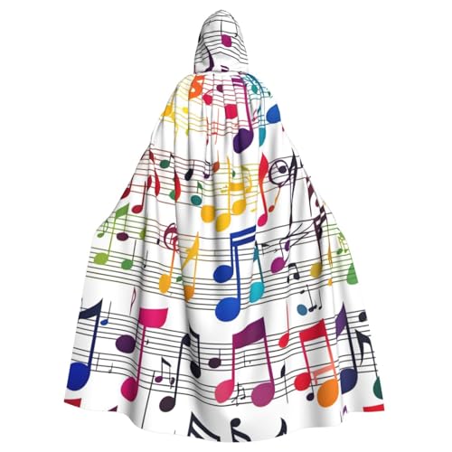 ASSORT Umhang mit Kapuze und bunten Musiknoten, Uni, für Erwachsene, Hexenmantel für Halloween, Cosplay und Vampir-Partys ASSORT Umhang mit Kapuze und bunten Musiknoten, Uni, für Erwachsene, Hexenmantel für Halloween, Cosplay und Vampir-Partys von ASSORT