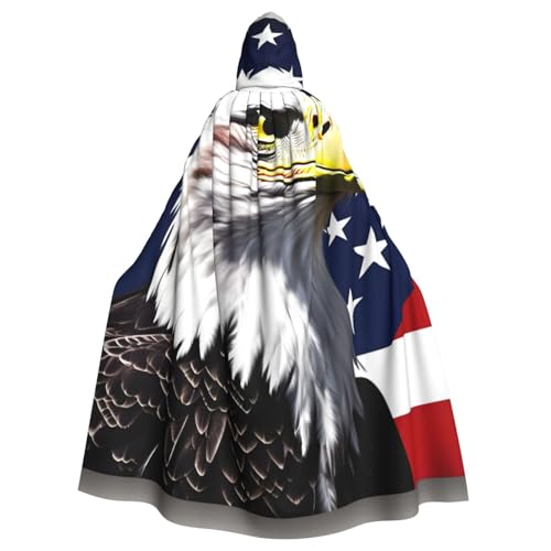 ASSORT Weißkopfseeadler-Flagge, Uni-Umhang mit Kapuze, Hexenmantel für Halloween, Cosplay und Vampirparty von ASSORT