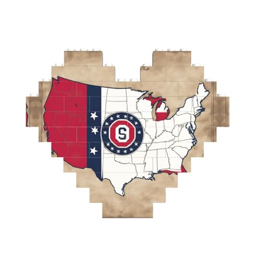 Abstrakte Ohio-Flagge, Kartendruck, Baustein-Puzzle, herzförmig, personalisierbar, Valentinstagsgeschenk Abstrakte Ohio-Flagge, Kartendruck, Baustein-Puzzle, herzförmig, personalisierbar, Valentinstagsgeschenk von ASSORT