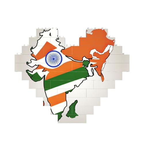 Abstrakte indische Flagge, Kartendruck, Baustein-Puzzle, herzförmig, personalisierbar, Valentinstagsgeschenke Abstrakte indische Flagge, Kartendruck, Baustein-Puzzle, herzförmig, personalisierbar, Valentinstagsgeschenke von ASSORT