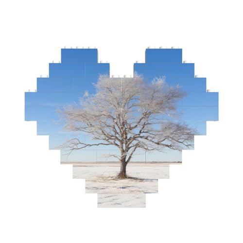 Blauer Himmel, Winterbaum-Druck, Baustein-Puzzle, herzförmig, personalisierbar, Valentinstagsgeschenke Blauer Himmel, Winterbaum-Druck, Baustein-Puzzle, herzförmig, personalisierbar, Valentinstagsgeschenke von ASSORT