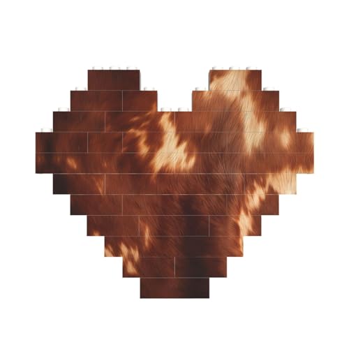 Braunes Rindsleder-Druck, Baustein-Puzzle, herzförmig, personalisierbar, Valentinstagsgeschenk von ASSORT