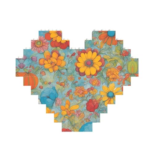 Bunter Farbdruck, Baustein-Puzzle, herzförmig, personalisierbar, Valentinstagsgeschenk Bunter Farbdruck, Baustein-Puzzle, herzförmig, personalisierbar, Valentinstagsgeschenk von ASSORT