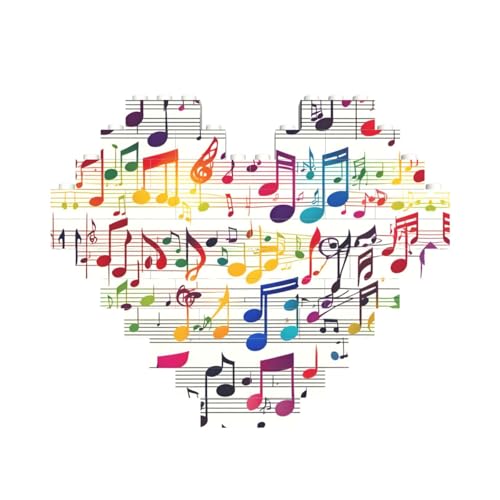 Buntes Musiknoten-Druck, Baustein-Puzzle, herzförmig, personalisierbar, Valentinstagsgeschenk von ASSORT