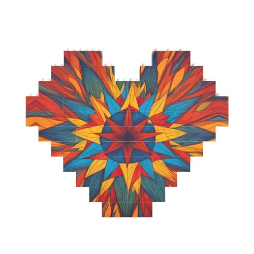 Buntes Sterndruck-Baustein-Puzzle in Herzform, personalisierbar, Valentinstagsgeschenk von ASSORT
