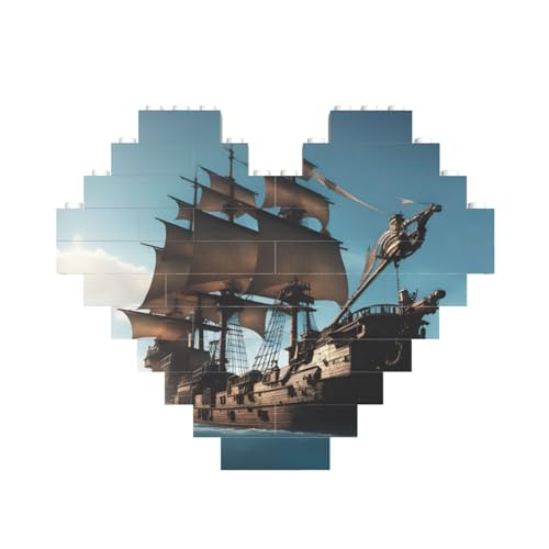 Cooles Piratenschiff-Druck, Baustein-Puzzle, herzförmig, personalisierbar, Valentinstagsgeschenke Cooles Piratenschiff-Druck, Baustein-Puzzle, herzförmig, personalisierbar, Valentinstagsgeschenke von ASSORT