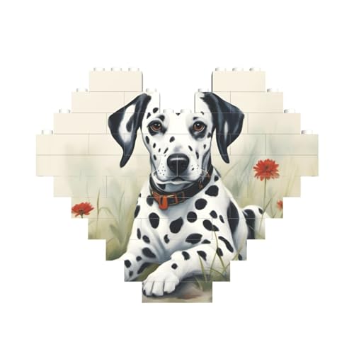 Dalmatiner-Druck, Baustein-Puzzle, herzförmig, personalisierbar, Valentinstagsgeschenke Dalmatiner-Druck, Baustein-Puzzle, herzförmig, personalisierbar, Valentinstagsgeschenke von ASSORT