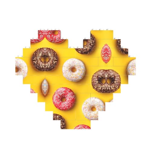 Donut-Druck, Baustein-Puzzle, herzförmig, personalisierbar, Valentinstagsgeschenke Donut-Druck, Baustein-Puzzle, herzförmig, personalisierbar, Valentinstagsgeschenke von ASSORT