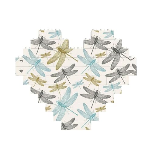 Einfaches Libellen-Druck-Baustein-Puzzle in Herzform, personalisierbar, Valentinstagsgeschenke von ASSORT