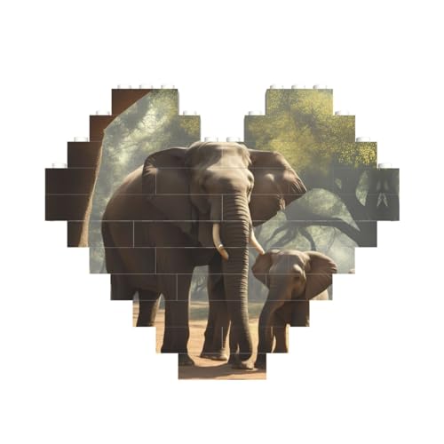 Elefanten-Druck, Baustein-Puzzle, herzförmig, personalisierbar, Valentinstagsgeschenke Elefanten-Druck, Baustein-Puzzle, herzförmig, personalisierbar, Valentinstagsgeschenke von ASSORT