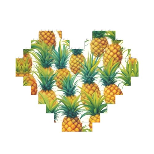 Exotische tropische Ananas-Druck, Baustein-Puzzle, herzförmig, personalisierbar, Valentinstagsgeschenke Exotische tropische Ananas-Druck, Baustein-Puzzle, herzförmig, personalisierbar, Valentinstagsgeschenke von ASSORT