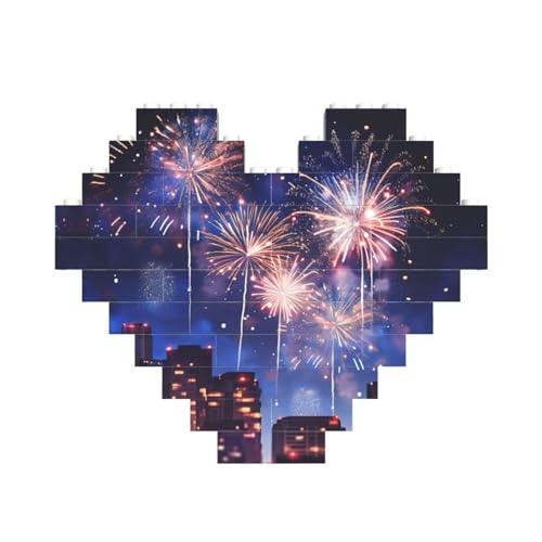 Feuerwerk-Druck, Baustein-Puzzle, herzförmig, personalisierbar, Valentinstagsgeschenke Feuerwerk-Druck, Baustein-Puzzle, herzförmig, personalisierbar, Valentinstagsgeschenke von ASSORT