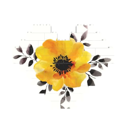 Gelber Blumendruck, Baustein-Puzzle, herzförmig, personalisierbar, Valentinstagsgeschenke Gelber Blumendruck, Baustein-Puzzle, herzförmig, personalisierbar, Valentinstagsgeschenke von ASSORT