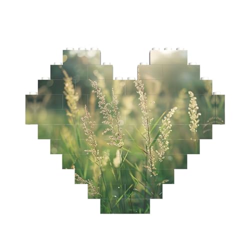 Gras-Topf-Blatt-Druck, Baustein-Puzzle, herzförmig, personalisierbar, Valentinstagsgeschenke Gras-Topf-Blatt-Druck, Baustein-Puzzle, herzförmig, personalisierbar, Valentinstagsgeschenke von ASSORT