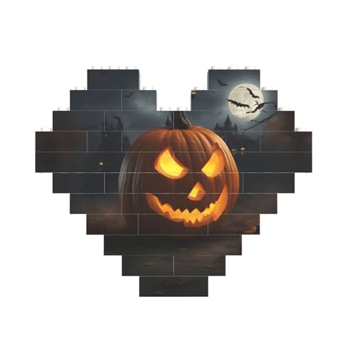 Halloween-Kürbis-Druck, Baustein-Puzzle, herzförmig, personalisierbar, Valentinstagsgeschenke Halloween-Kürbis-Druck, Baustein-Puzzle, herzförmig, personalisierbar, Valentinstagsgeschenke von ASSORT