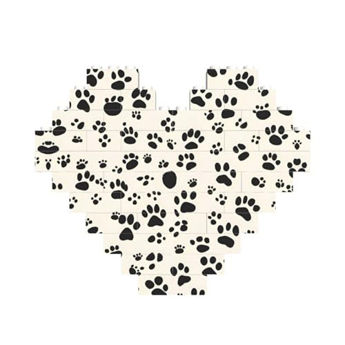 Knochen- und Pfotenabdruck-Baustein-Puzzle, herzförmig, personalisierbar, Valentinstagsgeschenke Knochen- und Pfotenabdruck-Baustein-Puzzle, herzförmig, personalisierbar, Valentinstagsgeschenke von ASSORT