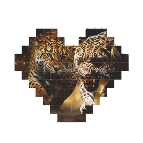 Leoparden-Tigerdruck, Baustein-Puzzle, herzförmig, personalisierbar, Valentinstagsgeschenk Leoparden-Tigerdruck, Baustein-Puzzle, herzförmig, personalisierbar, Valentinstagsgeschenk von ASSORT