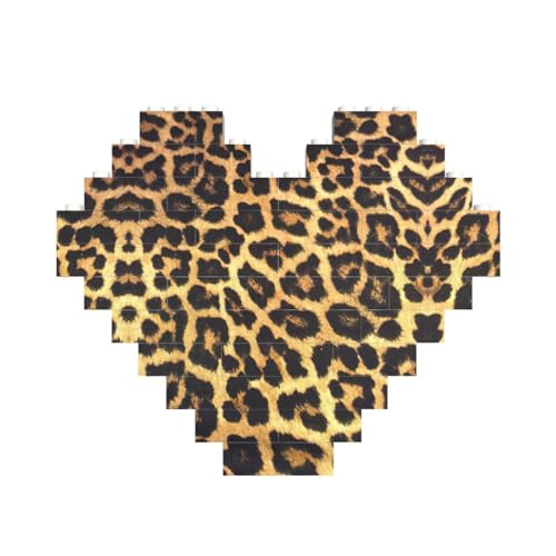 Leopardenmuster, Baustein-Puzzle, herzförmig, personalisierbar, Valentinstagsgeschenk Leopardenmuster, Baustein-Puzzle, herzförmig, personalisierbar, Valentinstagsgeschenk von ASSORT