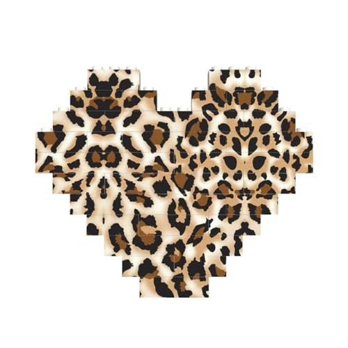 Leopardenmuster, Baustein-Puzzle, herzförmig, personalisierbar, Valentinstagsgeschenk Leopardenmuster, Baustein-Puzzle, herzförmig, personalisierbar, Valentinstagsgeschenk von ASSORT