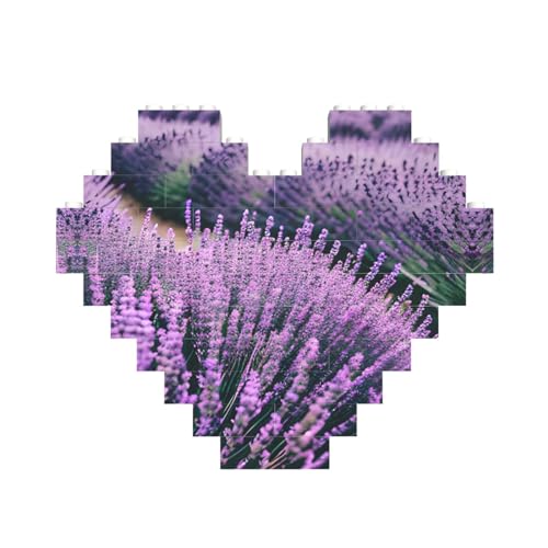 Lila Lavendel-Druck, Baustein-Puzzle, herzförmig, personalisierbar, Valentinstagsgeschenke Lila Lavendel-Druck, Baustein-Puzzle, herzförmig, personalisierbar, Valentinstagsgeschenke von ASSORT