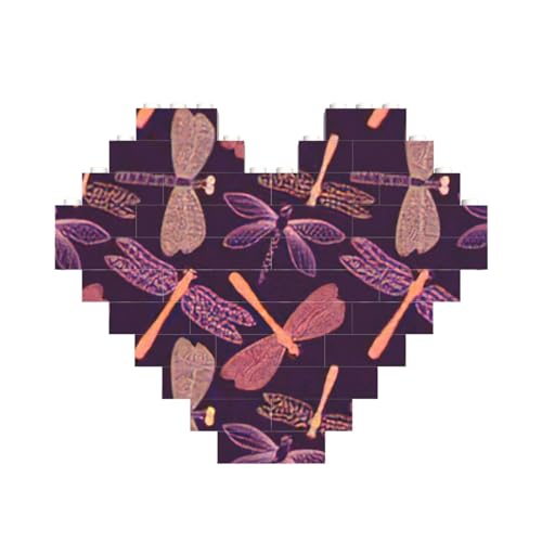 Lila Libellen-Druck, Baustein-Puzzle, herzförmig, personalisierbar, Valentinstagsgeschenke Lila Libellen-Druck, Baustein-Puzzle, herzförmig, personalisierbar, Valentinstagsgeschenke von ASSORT