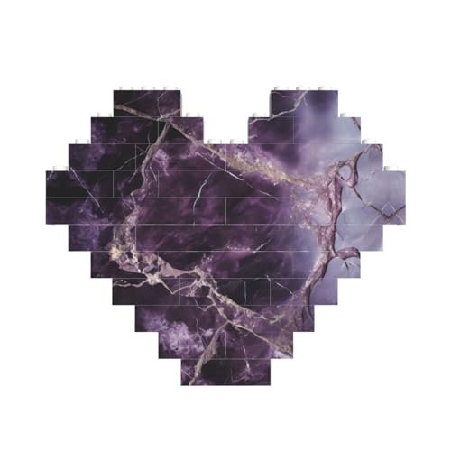 Lila Marmordruck Baustein-Puzzle Herzform, personalisierbar, Valentinstagsgeschenke Lila Marmordruck Baustein-Puzzle Herzform, personalisierbar, Valentinstagsgeschenke von ASSORT