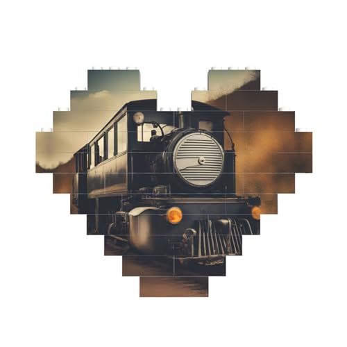 Lokomotiven-Druck, Baustein-Puzzle, herzförmig, personalisierbar, Valentinstagsgeschenke Lokomotiven-Druck, Baustein-Puzzle, herzförmig, personalisierbar, Valentinstagsgeschenke von ASSORT
