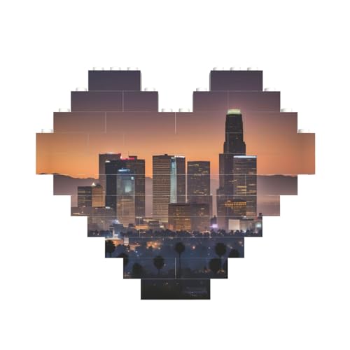 Los Angeles Skyline-Druck, Baustein-Puzzle, herzförmig, personalisierbar, Valentinstagsgeschenk Los Angeles Skyline-Druck, Baustein-Puzzle, herzförmig, personalisierbar, Valentinstagsgeschenk von ASSORT